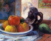 保罗 高更 : Still Life with Apples, Pear and Ceramic Portrait Jug